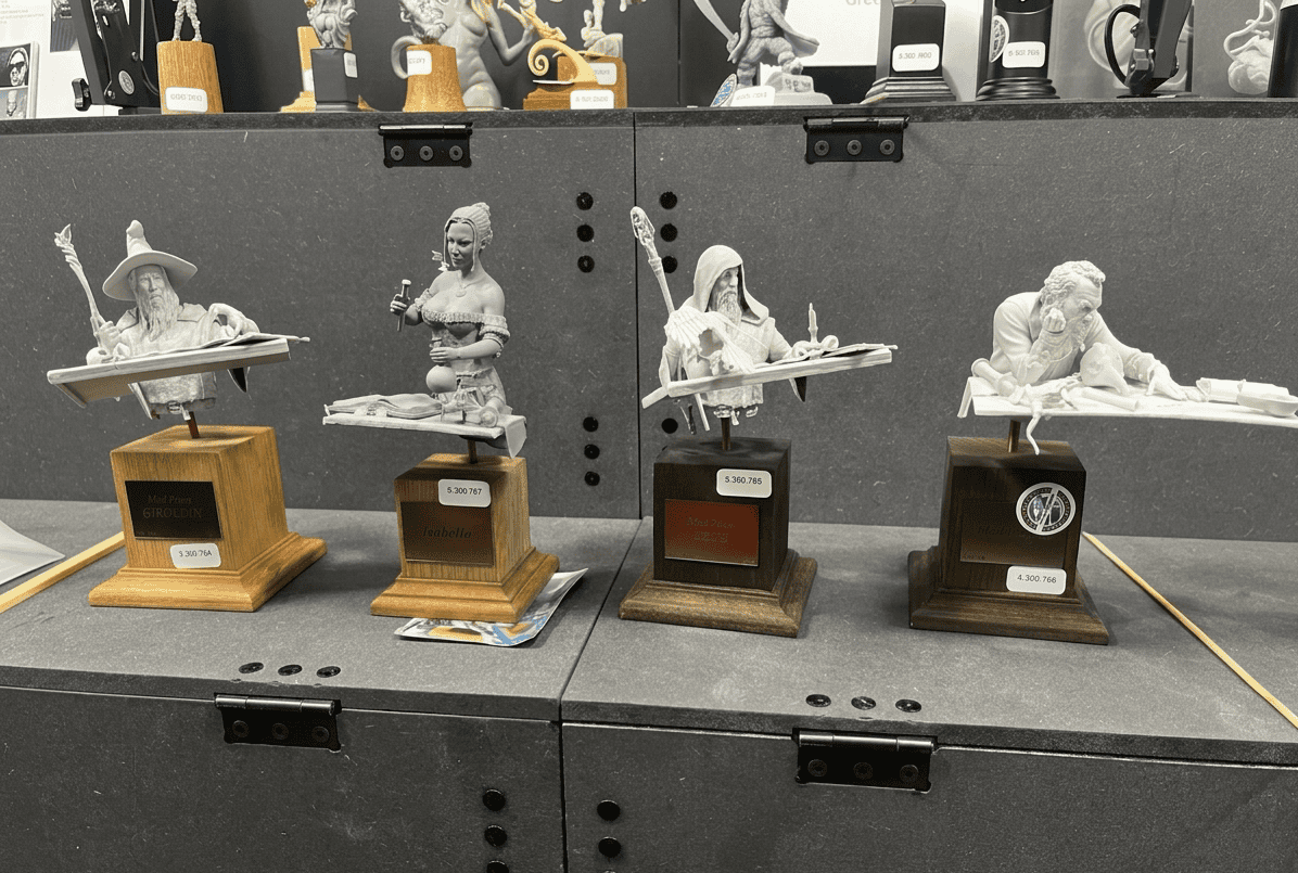 Mad Priest Miniatures unpainted resin figurines collection display wooden plinths miniature painting